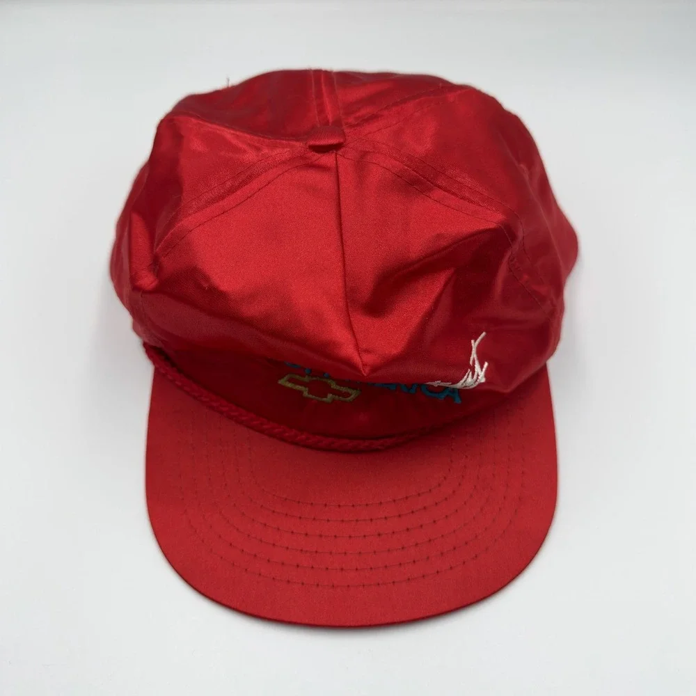 Vintage Chevrolet The Heartbeat of America Red Nylon Snapback Hat Ama Pro Chevy